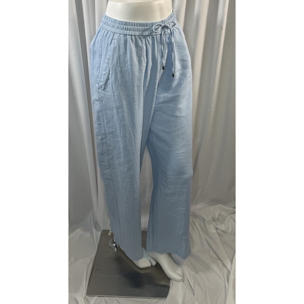 Zara Light Blue Linen Drawstring Pants